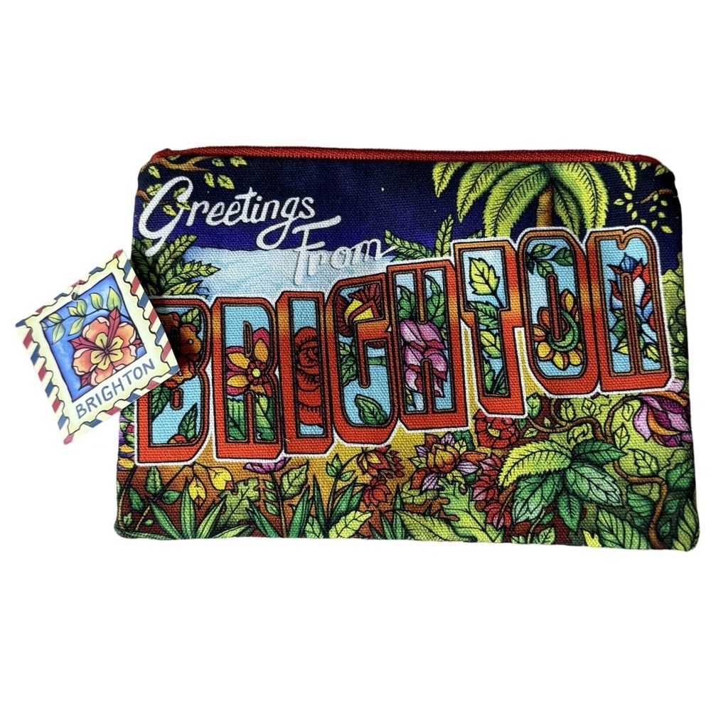 Brighton Bag Greetings‎ From Brighton Canvas Clutch Cosmetic Bag Travel Envelope
